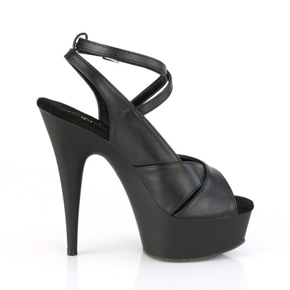Pleaser Womens Sandals DELIGHT-632 Blk Faux Leather/Blk Matte