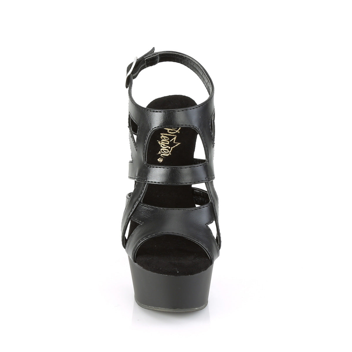 Pleaser Womens Sandals DELIGHT-644 Blk Faux Leather/Blk Matte