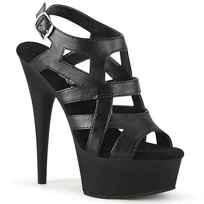 Pleaser Womens Sandals DELIGHT-644 Blk Faux Leather/Blk Matte