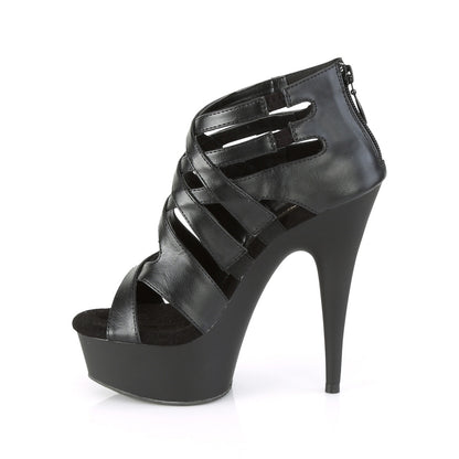Pleaser Womens Sandals DELIGHT-645 Blk Faux Leather/Blk Matte