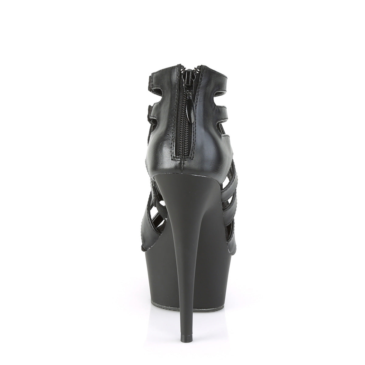 Pleaser Womens Sandals DELIGHT-645 Blk Faux Leather/Blk Matte