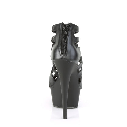 Pleaser Womens Sandals DELIGHT-645 Blk Faux Leather/Blk Matte