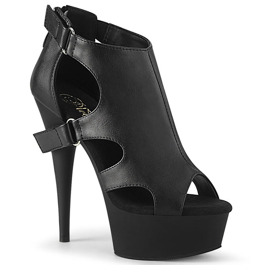 Pleaser Womens Sandals DELIGHT-647 Blk Faux Leather/Blk Matte