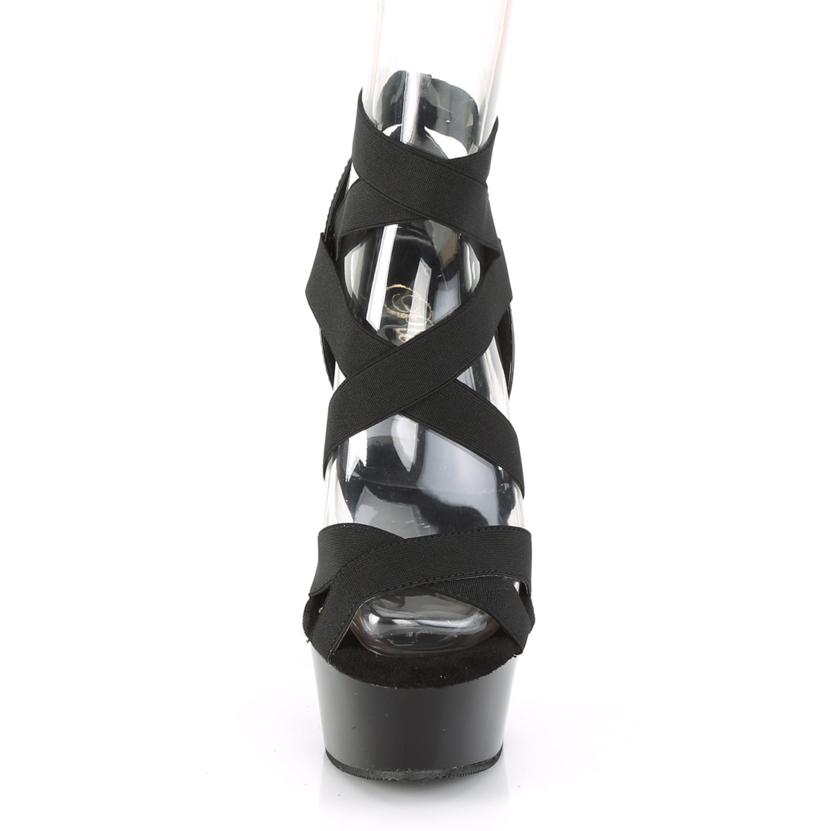 Pleaser Womens Sandals DELIGHT-657 Blk Elastic Band-Pat/Blk