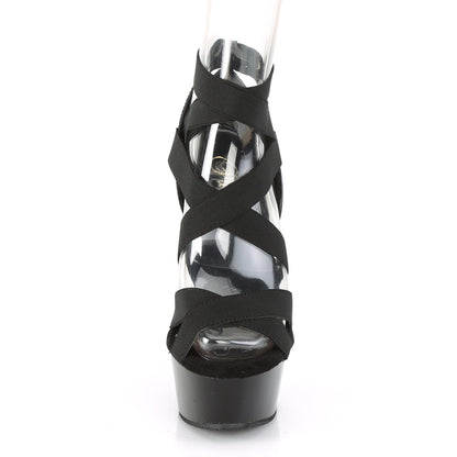 Pleaser Womens Sandals DELIGHT-657 Blk Elastic Band-Pat/Blk