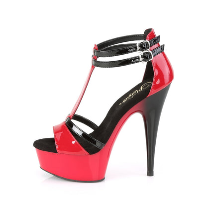 Pleaser Womens Sandals DELIGHT-663 Red-Blk Pat/Red-Blk