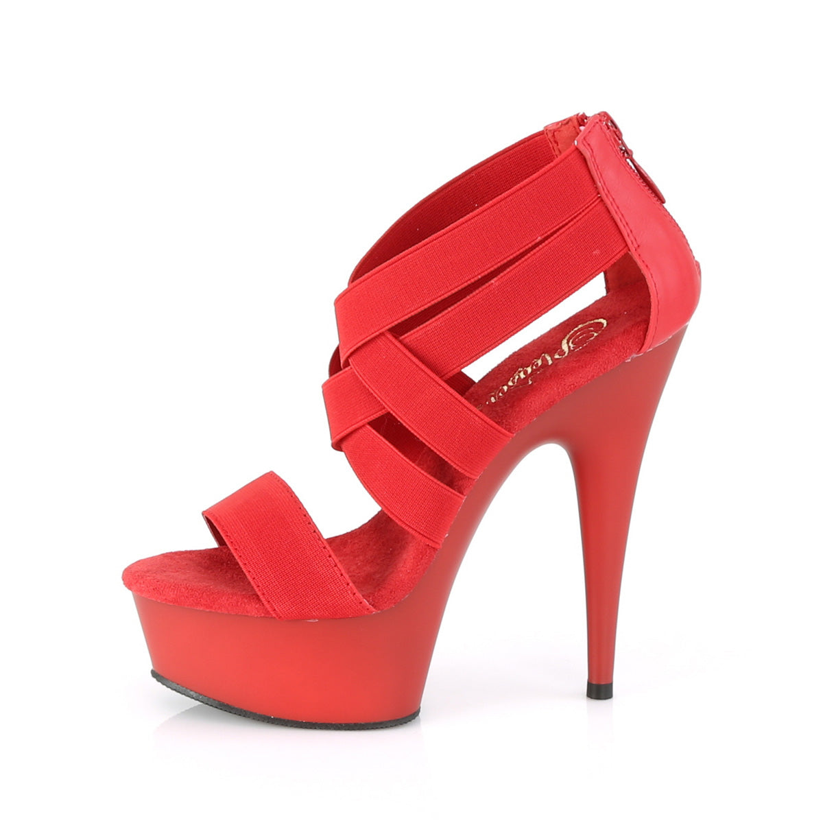 Pleaser Womens Sandals DELIGHT-669 Red Elastic Band-Faux Leather/Red Matte