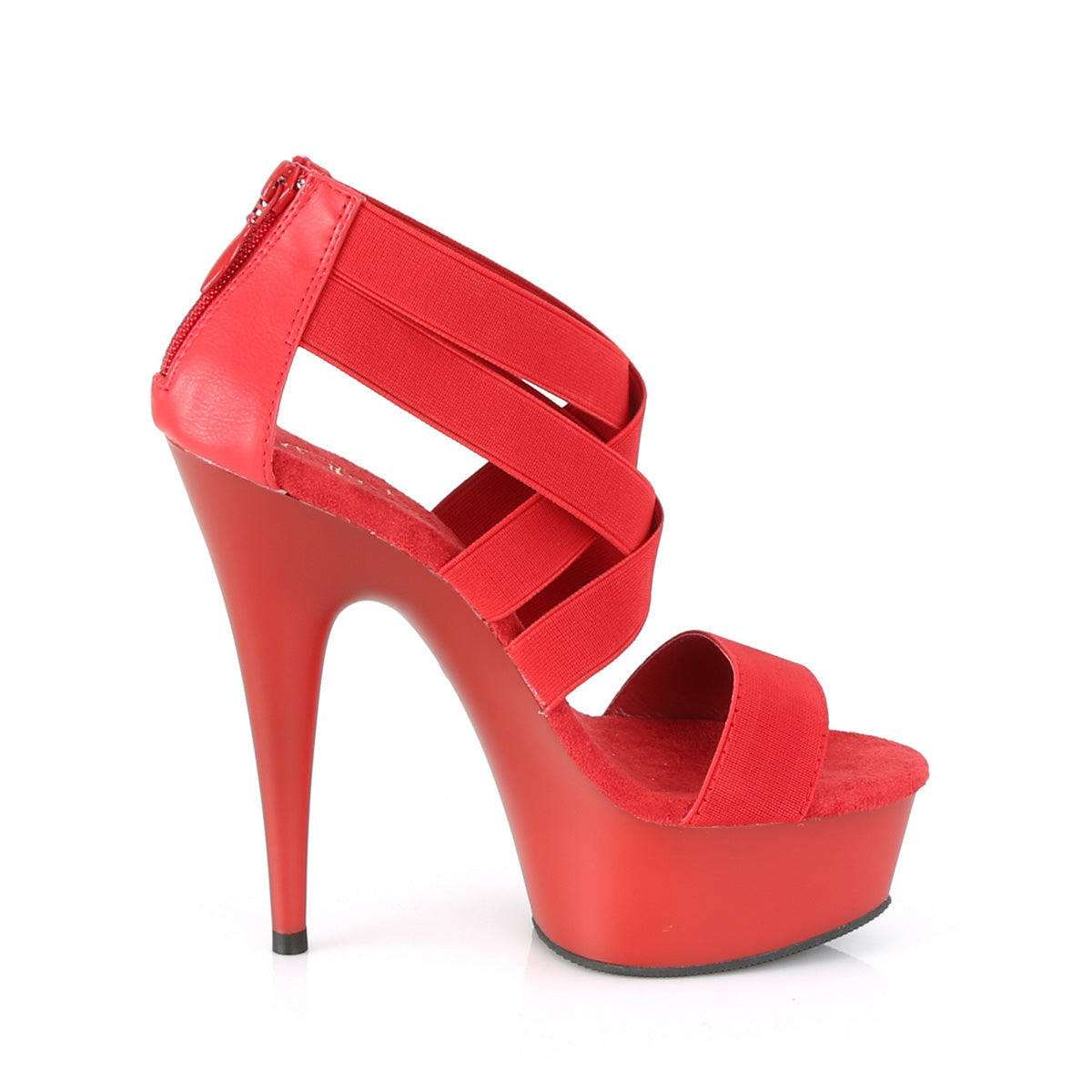 Pleaser Womens Sandals DELIGHT-669 Red Elastic Band-Faux Leather/Red Matte