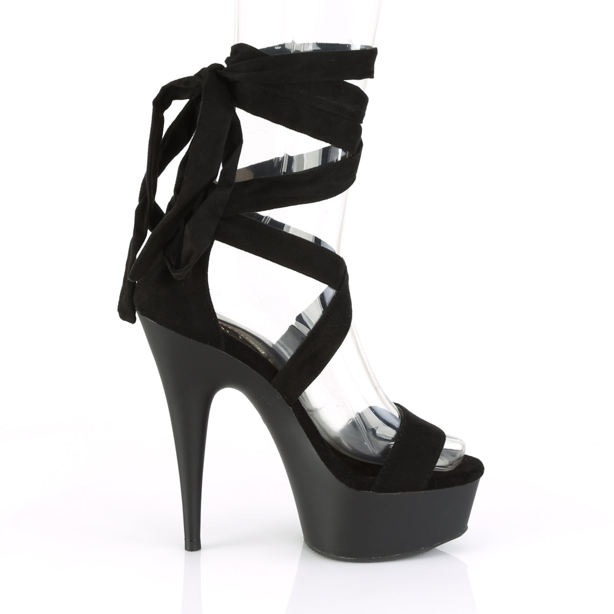 Pleaser Womens Sandals DELIGHT-671 Blk Faux Suede/Blk Matte