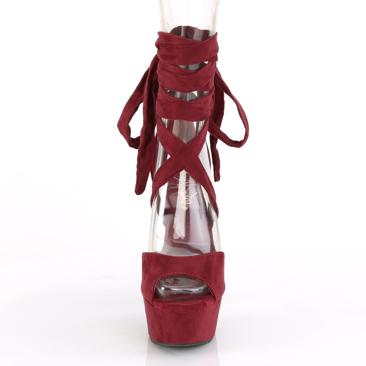 Pleaser Womens Sandals DELIGHT-679 Burgundy Faux Suede/Burgundy Faux Suede