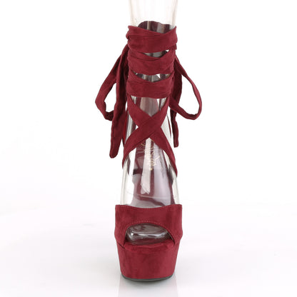 Pleaser Womens Sandals DELIGHT-679 Burgundy Faux Suede/Burgundy Faux Suede
