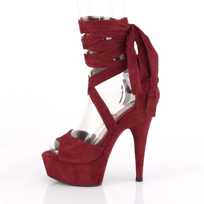 Pleaser Womens Sandals DELIGHT-679 Burgundy Faux Suede/Burgundy Faux Suede