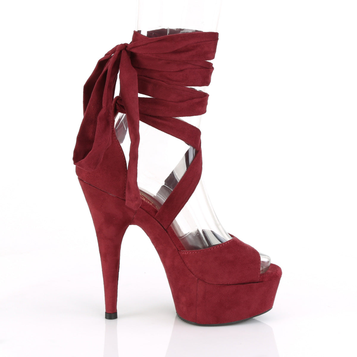 Pleaser Womens Sandals DELIGHT-679 Burgundy Faux Suede/Burgundy Faux Suede