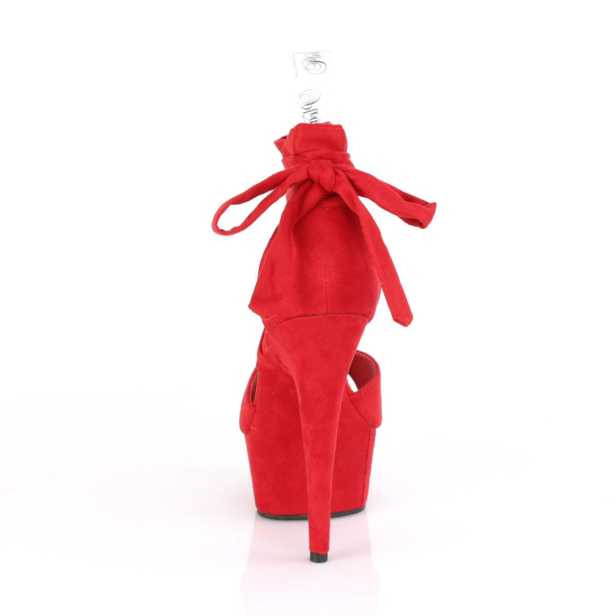 Pleaser Womens Sandals DELIGHT-679 Red Faux Suede/Red Faux Suede