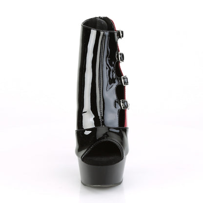 Pleaser Womens Sandals DELIGHT-681 Blk-Red Pat/Blk