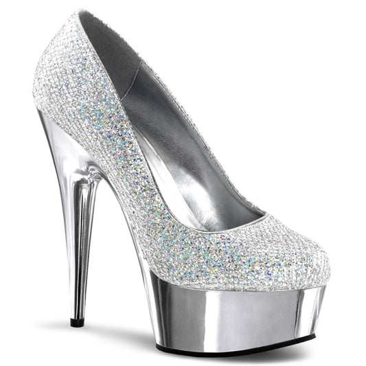 Pleaser Womens Sandals DELIGHT-685G Slv Multi Gltr/Slv Chrome