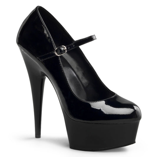 Pleaser Womens Sandals DELIGHT-687 Blk Pat/Blk