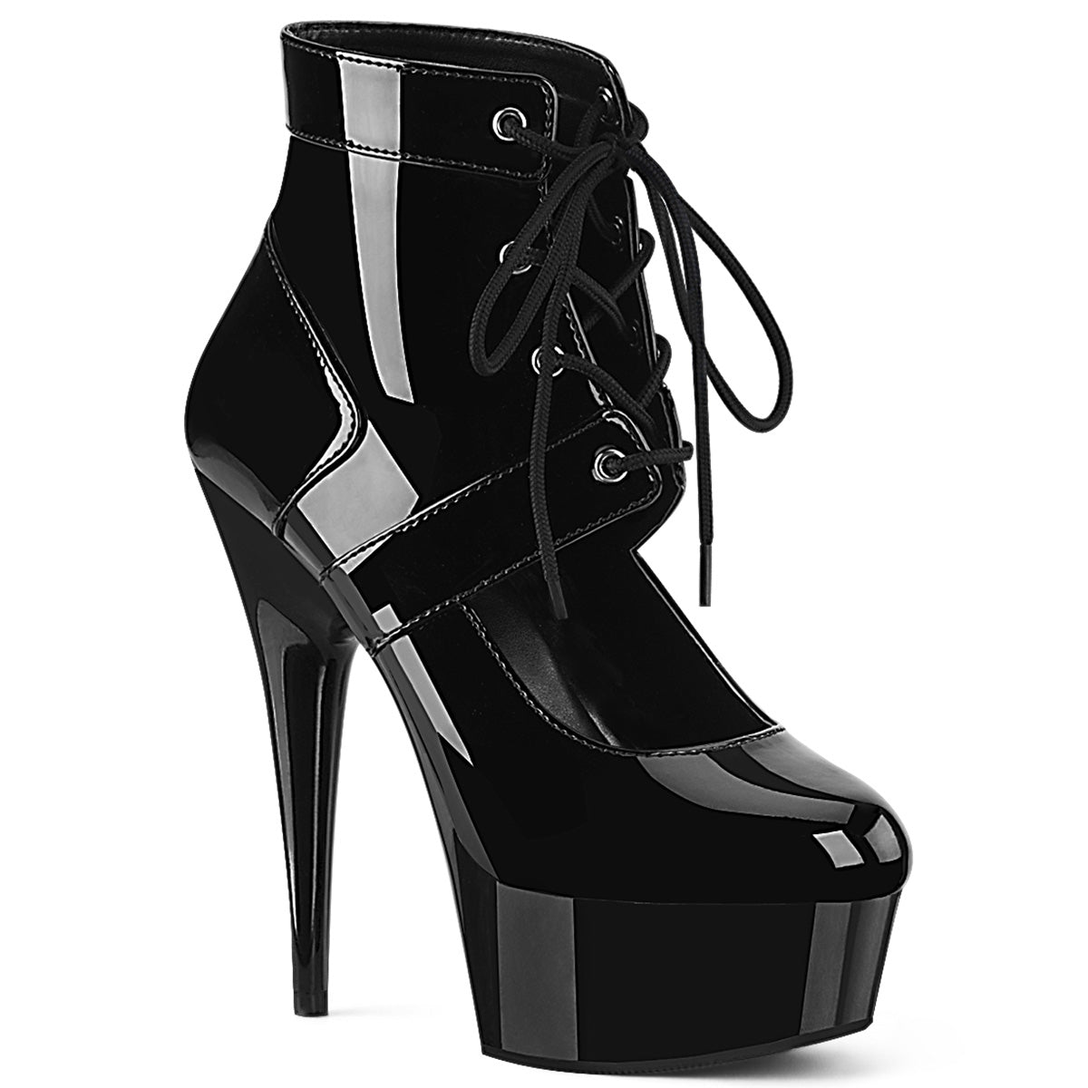 Pleaser Womens Ankle Boots DELIGHT-688 Blk Pat/Blk