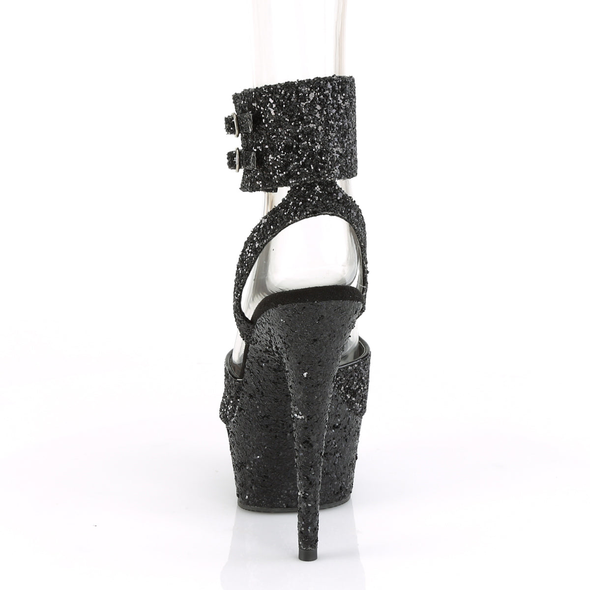 Pleaser Womens Sandals DELIGHT-691LG Blk Glitter/Blk Glitter