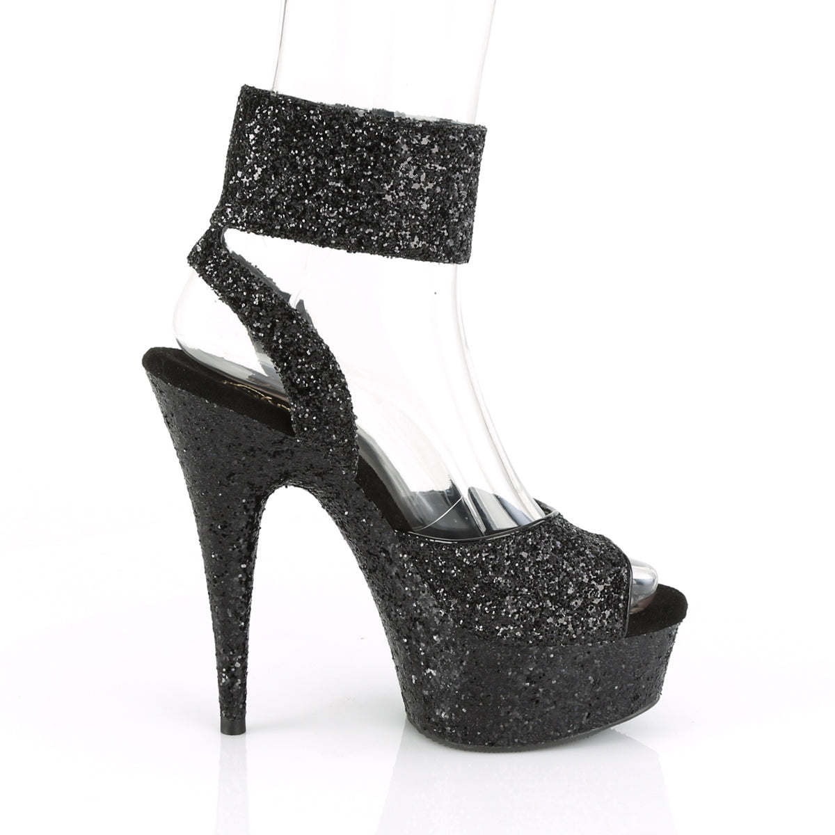 Pleaser Womens Sandals DELIGHT-691LG Blk Glitter/Blk Glitter