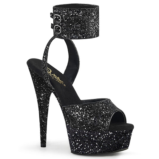 Pleaser Womens Sandals DELIGHT-691LG Blk Glitter/Blk Glitter