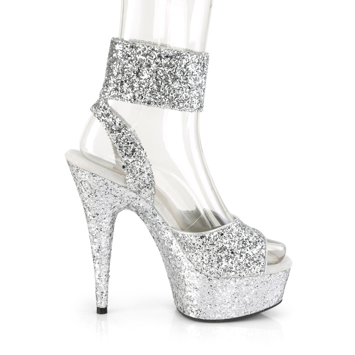 Pleaser Womens Sandals DELIGHT-691LG Slv Glitter/Slv Glitter