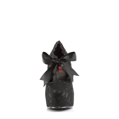 DemoniaCult Womens Pumps DEMON-11 Blk Satin-Blk Lace