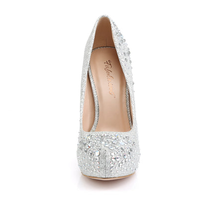 Fabulicious Womens Pumps DESTINY-06R Slv Glitter Mesh Fabric