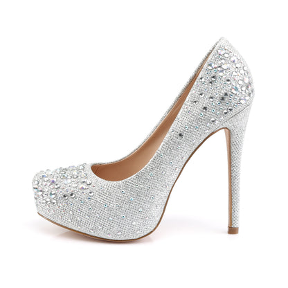 Fabulicious Womens Pumps DESTINY-06R Slv Glitter Mesh Fabric
