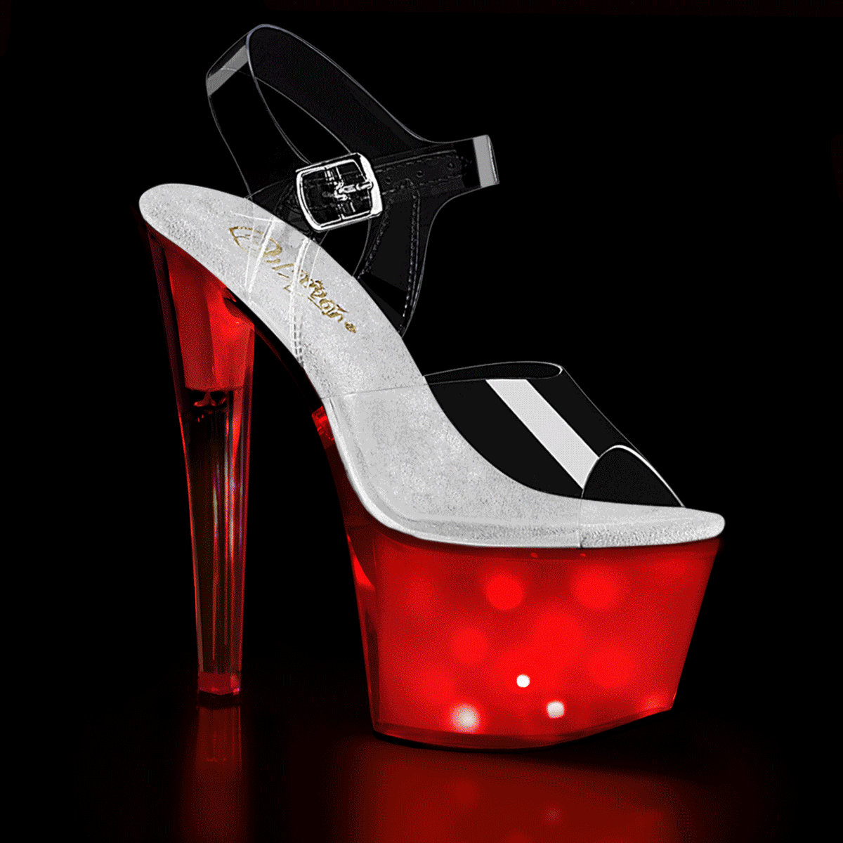 Pleaser Womens Sandals DISCOLITE-708 Clr/White Glow