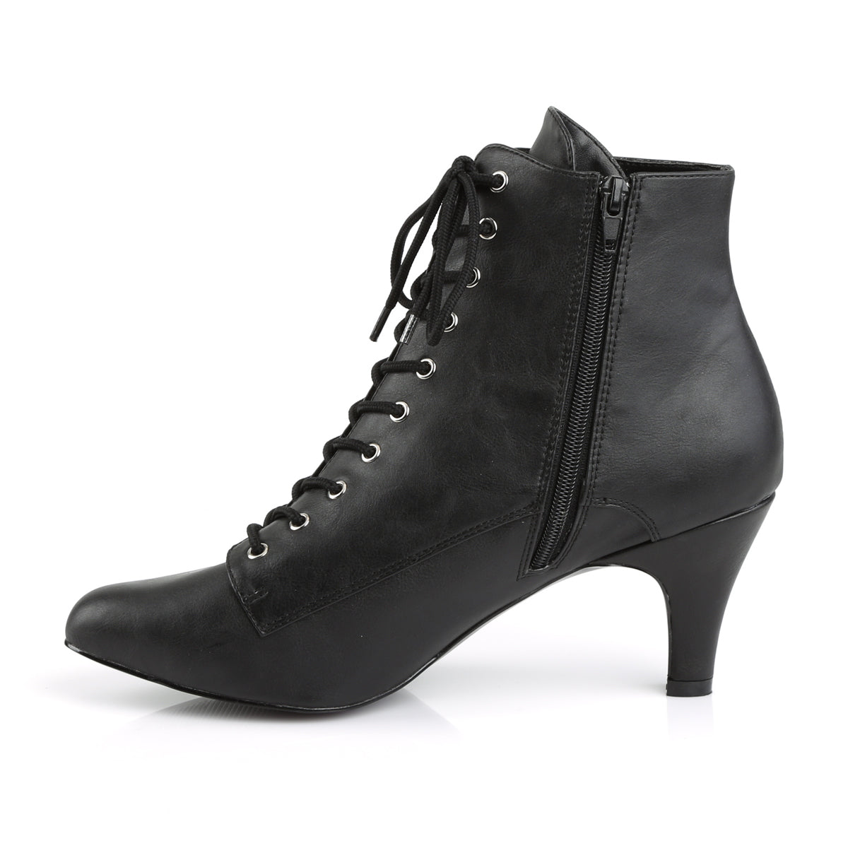 Pleaser Pink Label Womens Ankle Boots DIVINE-1020 Blk Faux Leather