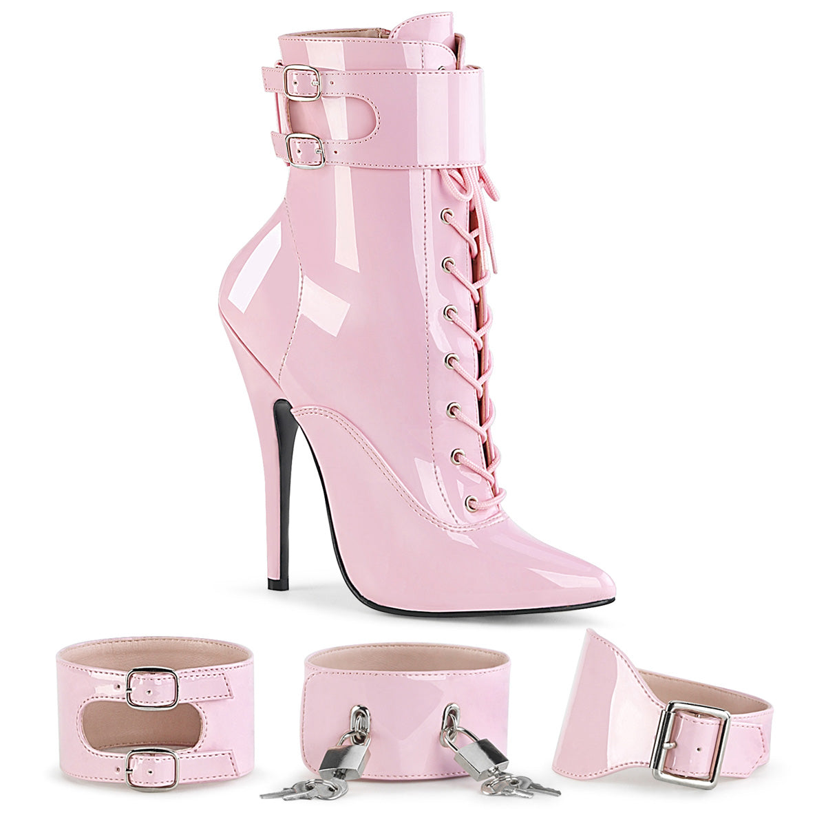 Devious Womens Ankle Boots DOMINA-1023 B. Pink Pat