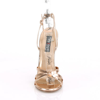 Devious Womens Sandals DOMINA-108 Rose Gold Metallic PU