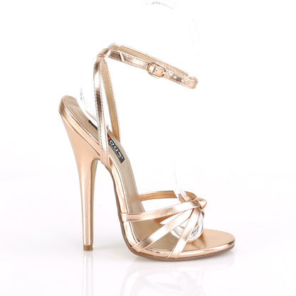 Devious Womens Sandals DOMINA-108 Rose Gold Metallic PU