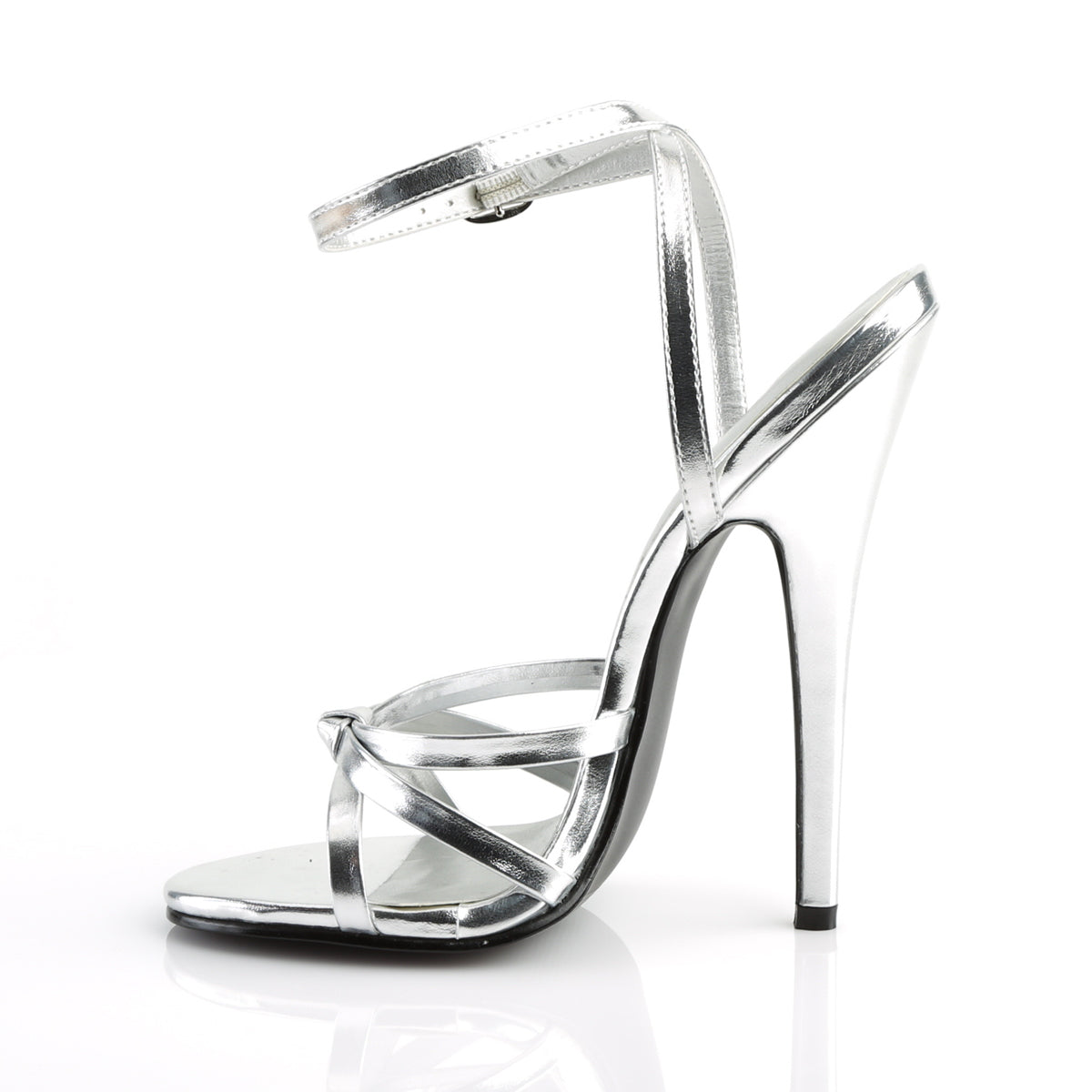Devious Womens Sandals DOMINA-108 Silver Metallic Pu