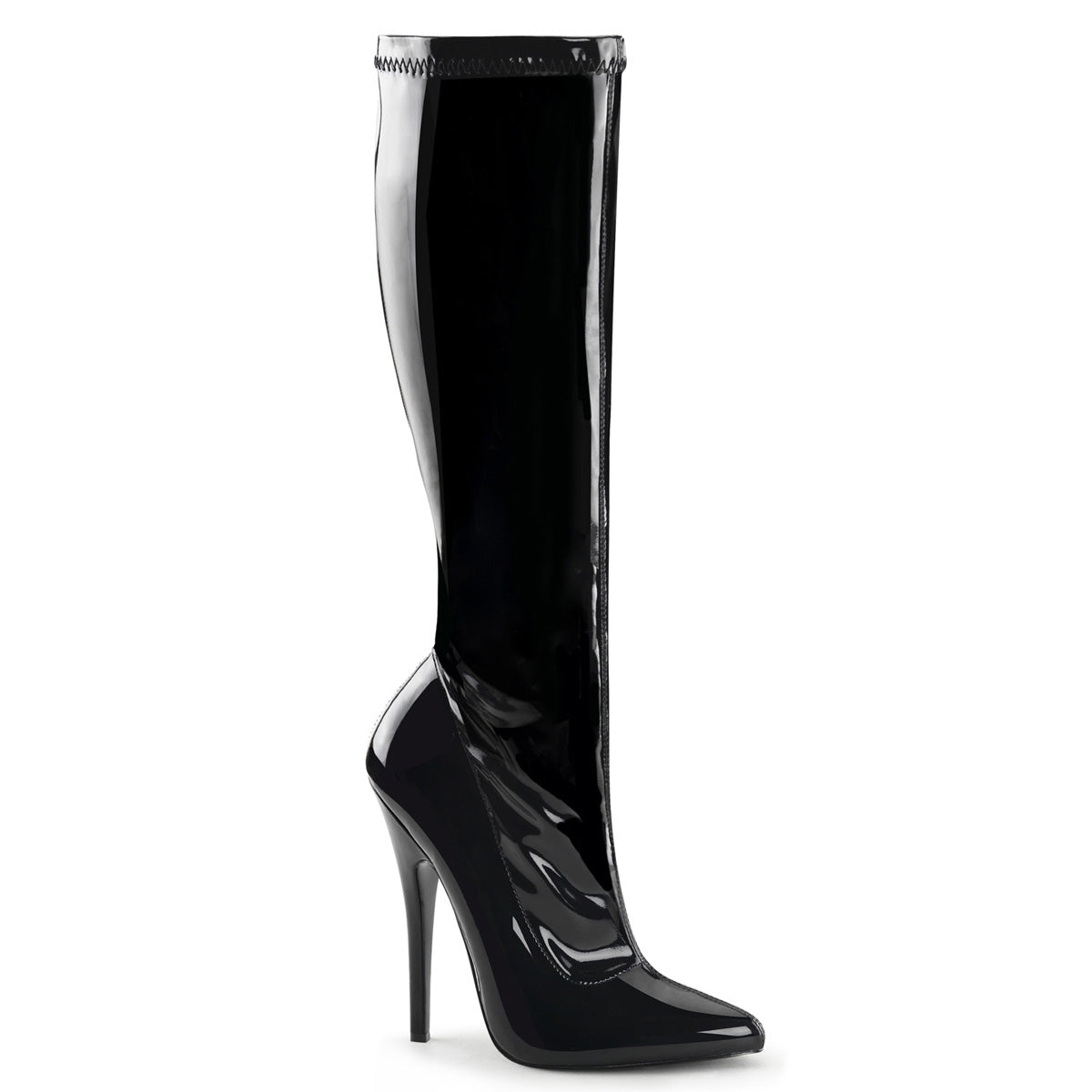 Devious Womens Boots DOMINA-2000 Blk Str Pat