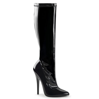 Devious Womens Boots DOMINA-2000 Blk Str Pat