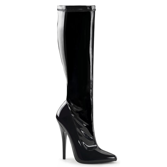 Devious Womens Boots DOMINA-2000 Blk Str Pat