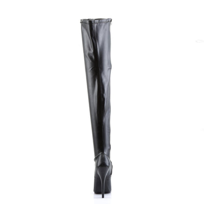 Devious Womens Boots DOMINA-3000 Blk Str Pu