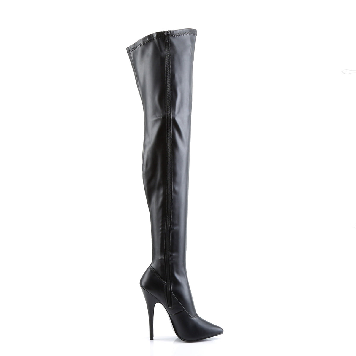 Devious Womens Boots DOMINA-3000 Blk Str Pu