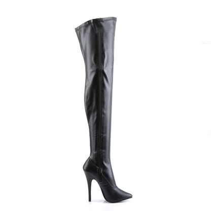 Devious Womens Boots DOMINA-3000 Blk Str Pu