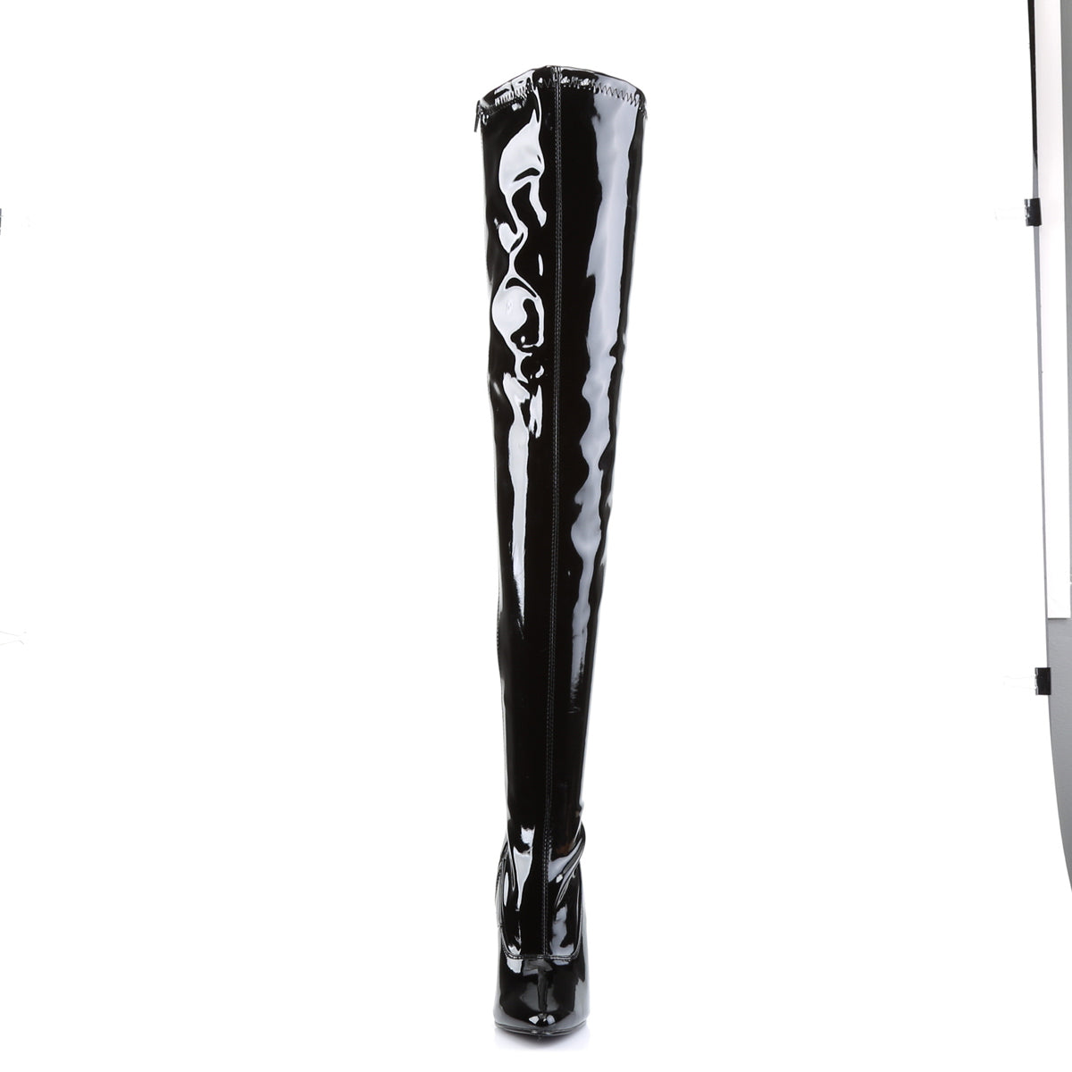 Devious Womens Boots DOMINA-3000 Blk Str Pat