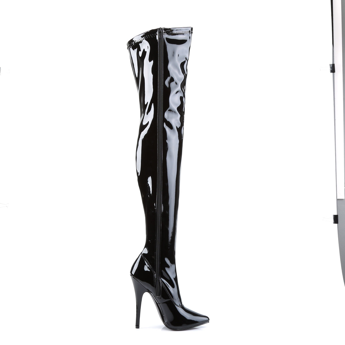 Devious Womens Boots DOMINA-3000 Blk Str Pat