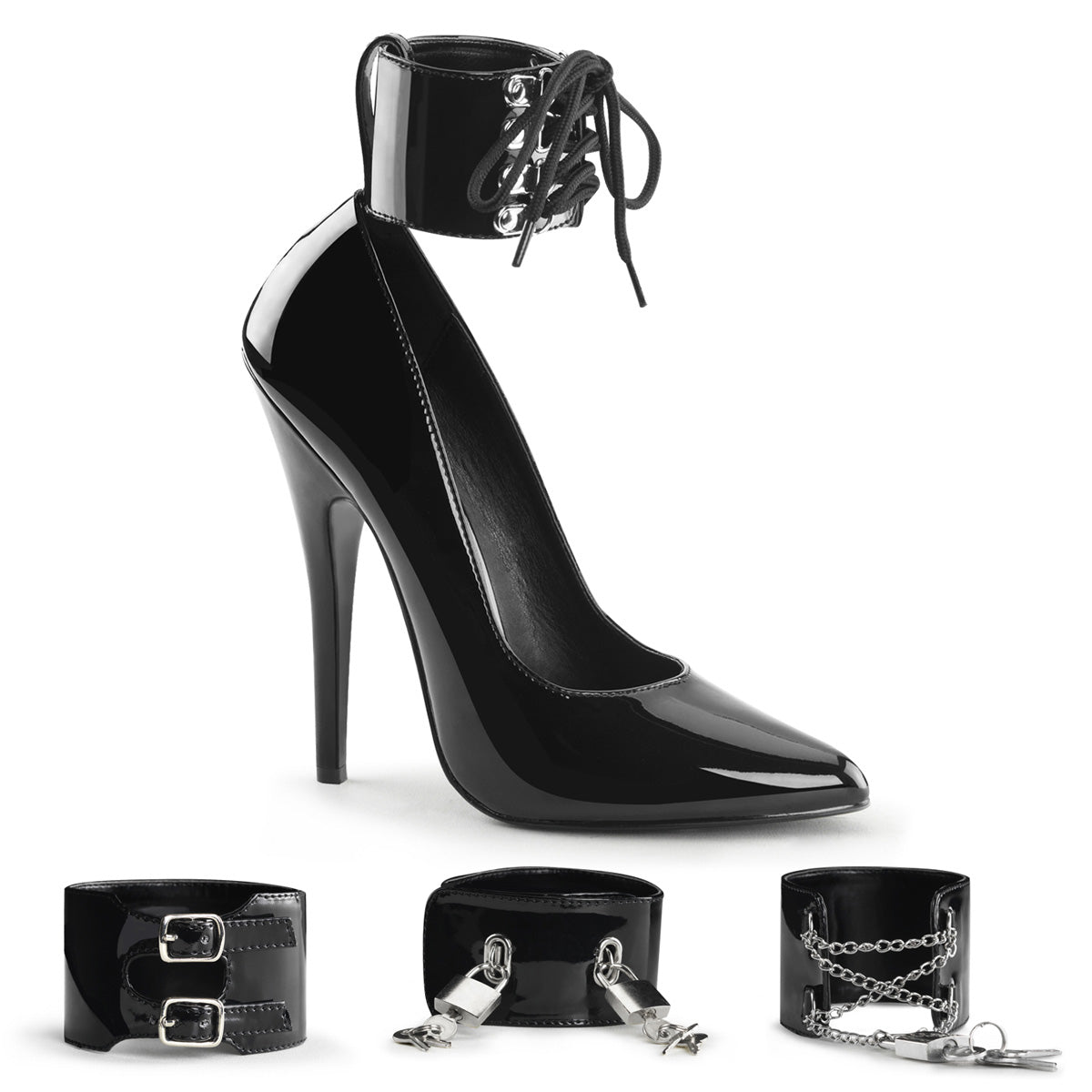 Devious Womens Pumps DOMINA-434 Blk Pat