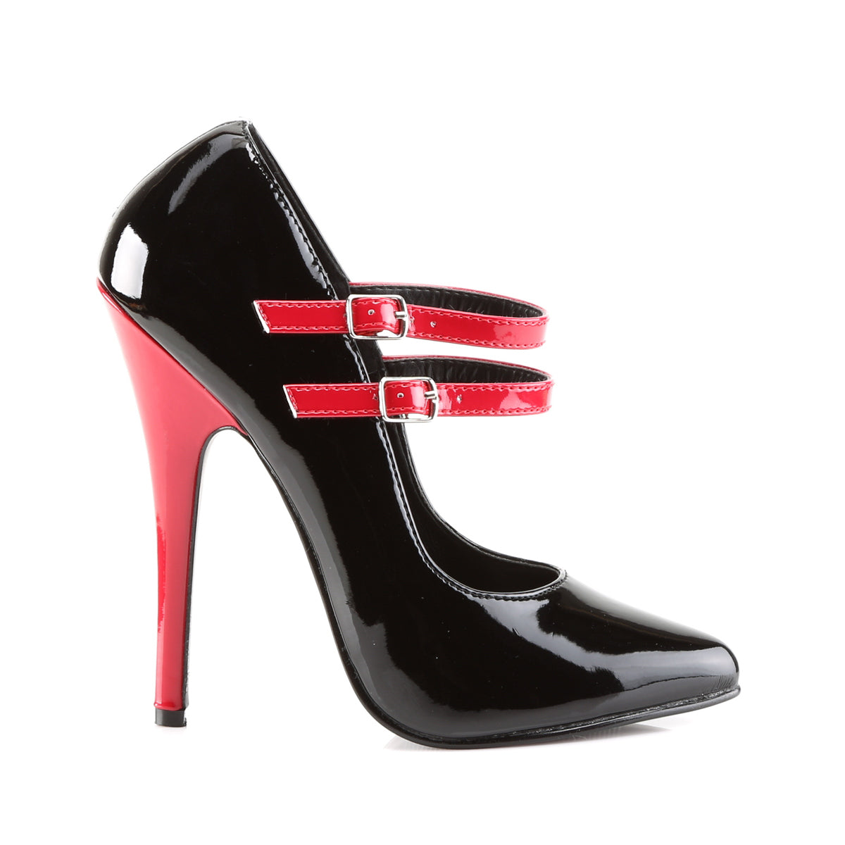 Devious Womens Pumps DOMINA-442 Blk-Red Pat