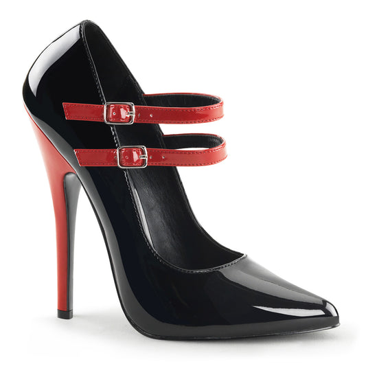 Devious Womens Pumps DOMINA-442 Blk-Red Pat