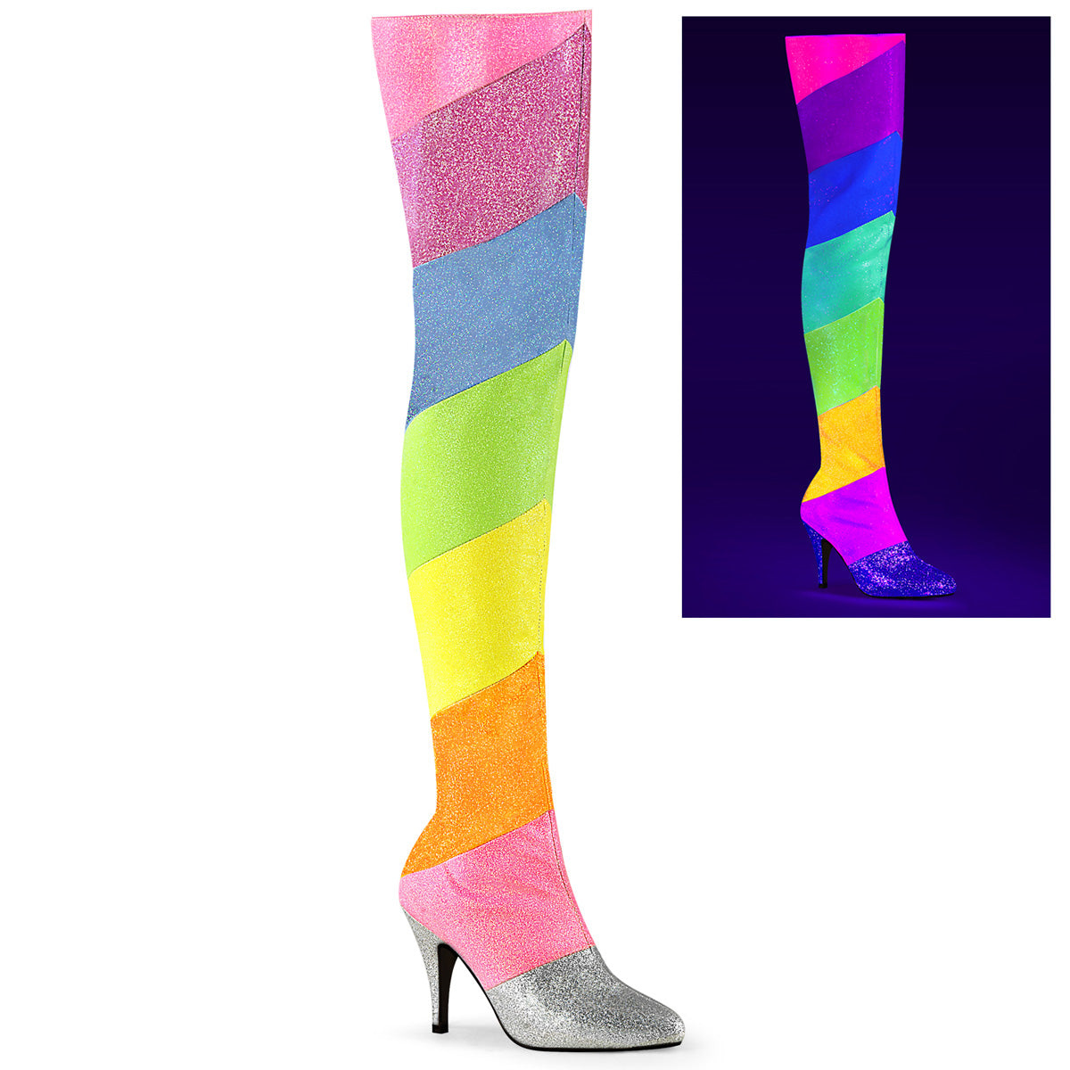 Pleaser Pink Label Womens Pumps DREAM-3012RBG Multi-Rainbow Multi Glitter