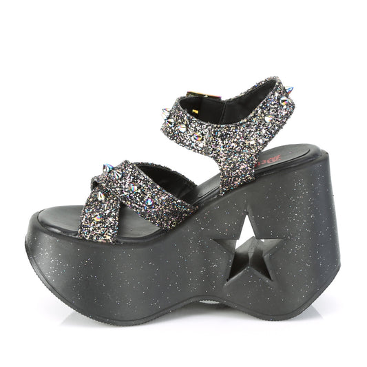 DemoniaCult Women's Sandals DYNAMITE-02 Blk Multi Glitter
