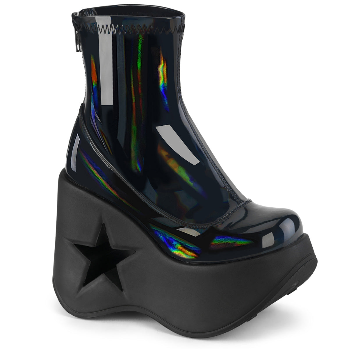 DemoniaCult  Ankle Boots DYNAMITE-100 Blk Stretch Holo