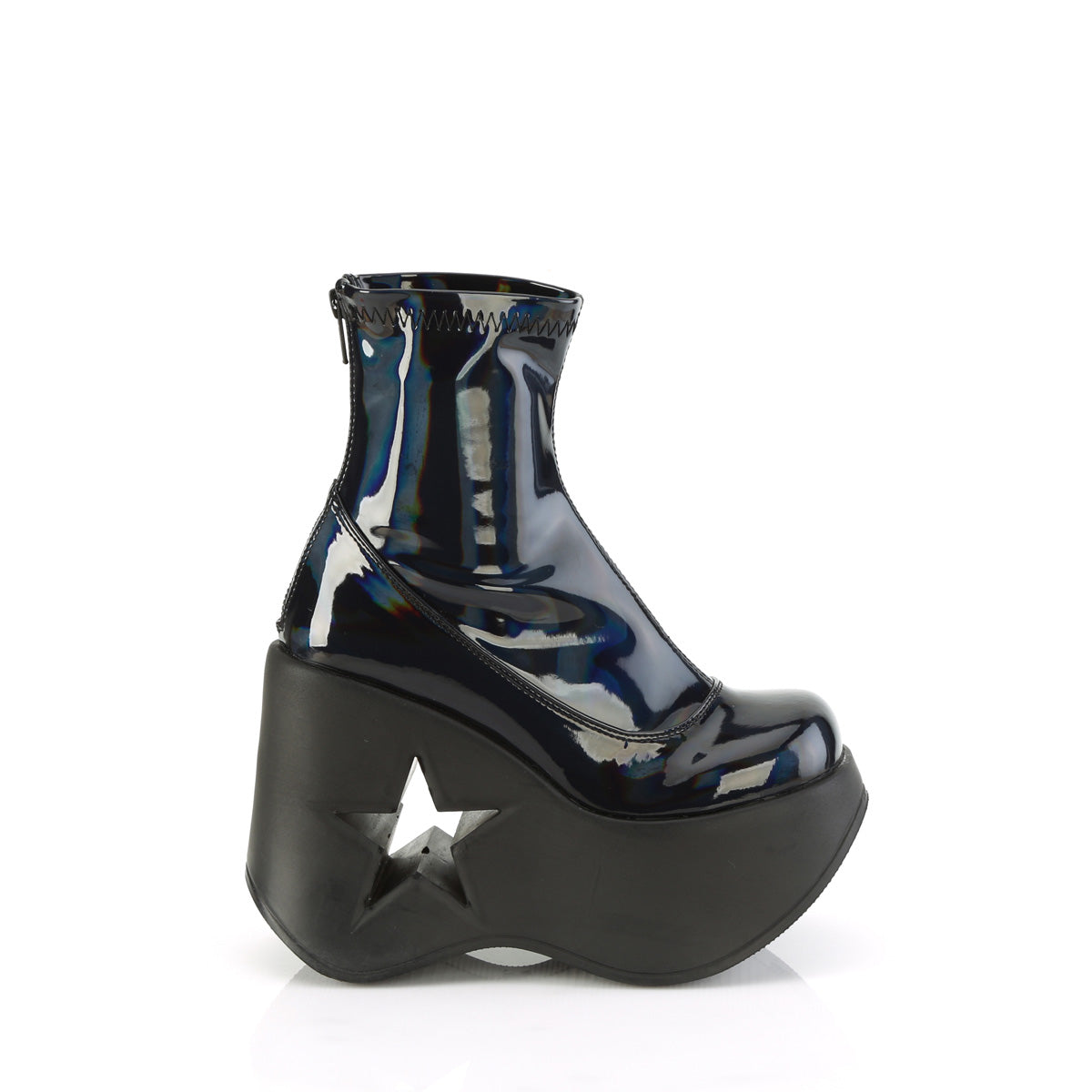 DemoniaCult  Ankle Boots DYNAMITE-100 Blk Stretch Holo